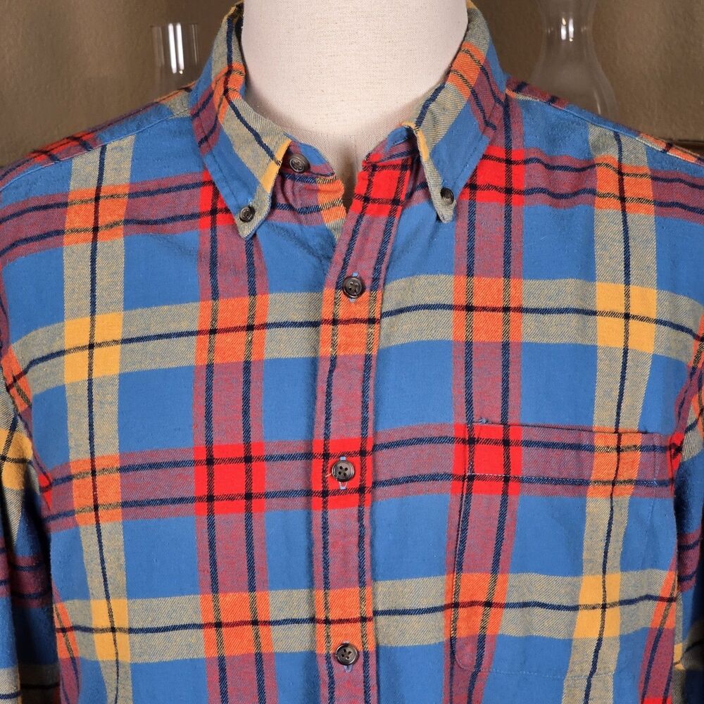 St. John's Bay Flannel Shirt Men's XL Teal, Yellow, Orange, Red Colorful - Picture 2 of 7